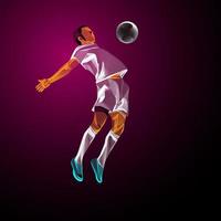 arte de línea de figura de jugador de fútbol. acción humana sobre las líneas de movimiento. controlando el balón con el pecho. vector