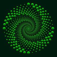 Spiral vortex formed from green circle with color gradient vector
