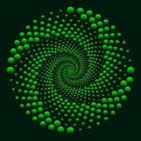 Spiral vortex formed from green circle with color gradient vector