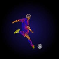 arte de línea de figura de jugador de fútbol. acción humana sobre las líneas de movimiento. pateando la pelota
