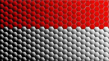 papel pintado de la bandera de la nación indonesia con un patrón de elementos hexagonales. fondo texturizado con estilo degradado de color. timnas indonesia juara. vector