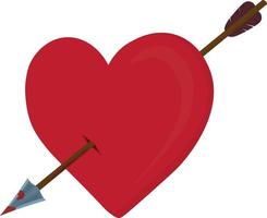 Heart pierced by Cupid's arrow vector illustration