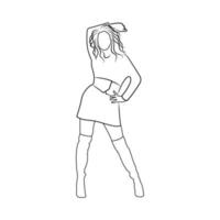 chica en pose de arte lineal vector