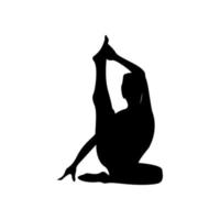 mujer haciendo yoga silueta vector