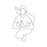 dibujo lineal del cuerpo masculino de yoga vector