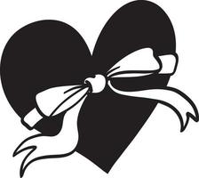 Black heart tied ribbon isolated vector