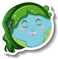 Smiling earth planet with green hair vector