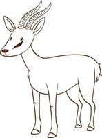 Antelope in doodle simple style on white background vector