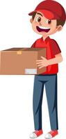 Delivery man cartoon character on white background vector