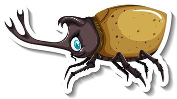 Rhinoceros beetle animal cartoon sticker vector