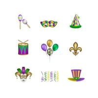 et of Mardi Gras isolated elements vector