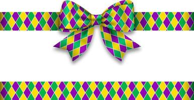 Bow and ribbon with mardi gras colors vector