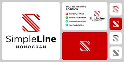Letter S monogram geometric line logo design with business card template. vector