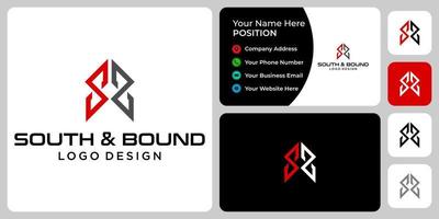 Letter S B monogram industry logo design with business card template. vector