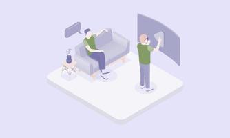 People and interfaces isometric concept with characters vector