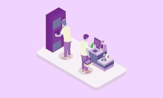 People and interfaces isometric concept with characters vector