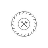 circular saw with cross ax hammer icon logo design vector. vector