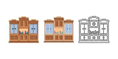 Cabinet Pixel Art Design. Furniture Pixel Art. Wardrobe Pixel Art. Icon Design Pixel Art vector