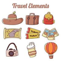 cute travel elements design collection vector