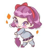 linda chica feliz kawaii con uniforme escolar. expresiones, emociones, emoji. rosa, morado, violeta, peri. manga anime chibi arte. flirteador vector