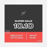 Post banner square super sale, suitable for content media social, media promotion vector