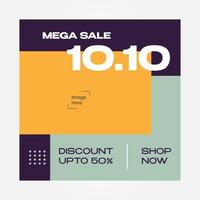 Post banner square mega sale, suitable for content media social, media promotion vector