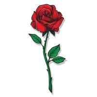 red rose with green leaf vector