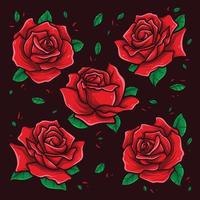 red rose flower vector art