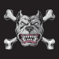 dog head with bones vector logo