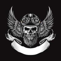 skull biker with wing vector