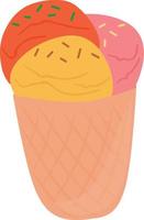 cono de helado de colores con chispas vector