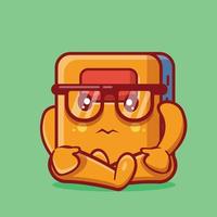 kawaii book mascot with sad gesture isolated cartoon in flat style vector