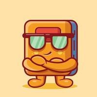 super cool book mascot isolated cartoon in flat style vector