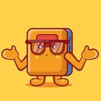 cute book mascot with confused gesture isolated cartoon in flat style vector