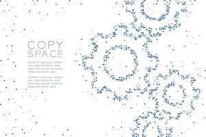 Abstract Geometric Circle dot molecule particle pattern Engineering Gear shape, VR technology system concept design blue color illustration isolated on white background with copy space, vector eps 10