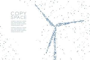 círculo geométrico abstracto punto molécula partícula patrón aerogenerador forma, tecnología vr ecología concepto de energía limpia ilustración de color azul aislado en fondo blanco con espacio de copia, pasos vectoriales vector