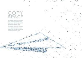 Abstract Geometric Circle dot molecule particle pattern Paper plane shape, VR technology business vision concept design blue color illustration isolated on white background with copy space, vector eps