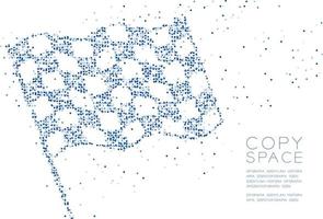 círculo geométrico abstracto punto molécula partícula patrón a cuadros forma de bandera, tecnología vr éxito empresarial concepto diseño azul color ilustración aislado sobre fondo blanco con espacio de copia, vector