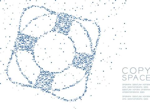 círculo geométrico abstracto punto molécula partícula patrón salvavidas forma, tecnología vr animales acuáticos y vida marina concepto diseño azul color ilustración aislado sobre fondo blanco con espacio de copia vector