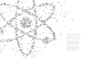 Abstract Geometric Circle dot molecule particle pattern Atom symbol shape, VR technology Science concept design black color illustration isolated on white background with copy space, vector eps 10