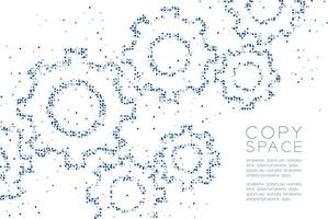 Abstract Geometric Circle dot molecule particle pattern Engineering Gear shape, VR technology system concept design blue color illustration isolated on white background with copy space, vector eps 10