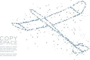 círculo geométrico abstracto punto molécula partícula patrón planeador forma de avión, tecnología vr concepto de viaje de negocios diseño ilustración de color azul aislado en fondo blanco con espacio de copia, vector