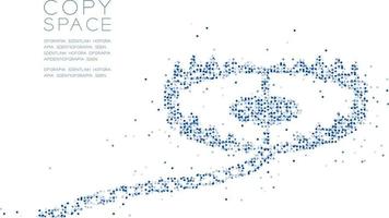 círculo geométrico abstracto punto molécula partícula patrón forma de trampa animal, tecnología vr concepto de riesgo empresarial diseño ilustración de color azul aislado en fondo blanco con espacio de copia, pasos vectoriales vector