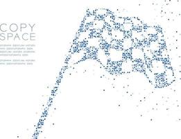 círculo geométrico abstracto punto molécula partícula patrón a cuadros forma de bandera, tecnología vr éxito empresarial concepto diseño azul color ilustración aislado sobre fondo blanco con espacio de copia, vector