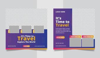 Tour and travel agency social media post , Editable travelling business web banner template vector