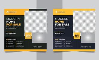 Real estate house property sale social media post web banner square flyer template vector