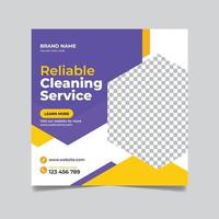 Cleaning service square flyer social media post template vector
