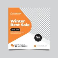 Winter sale social media post web banner square flyer template vector