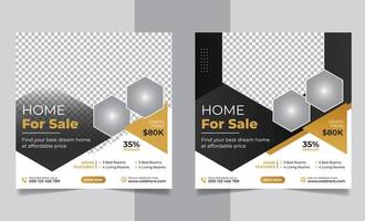 Real estate house property sale social media post web banner square flyer template vector