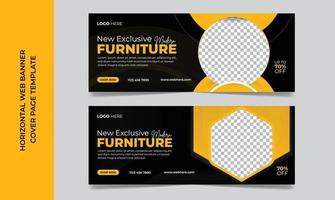 Furniture cover page and web banner design template vector